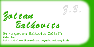 zoltan balkovits business card